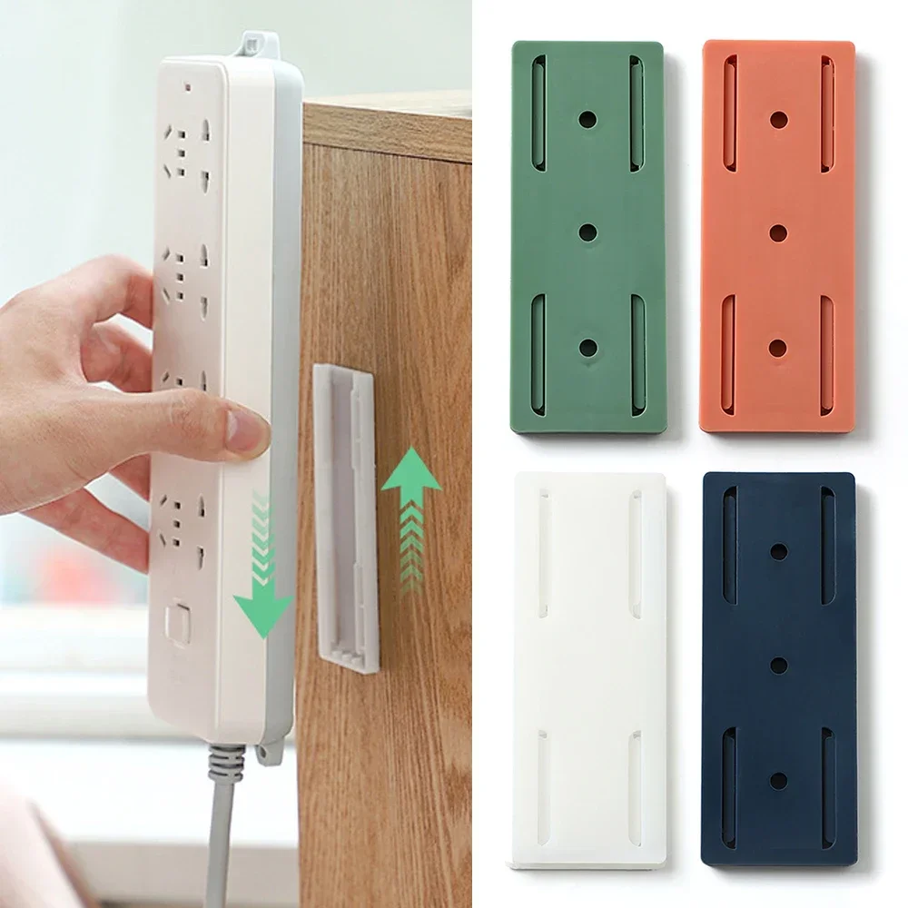 1/4PCS Self-Adhesive Power Socket Strip Fixator Wall Mounted Self Adhesive Punch Free Row Plug Holder for Kitchen Home Office