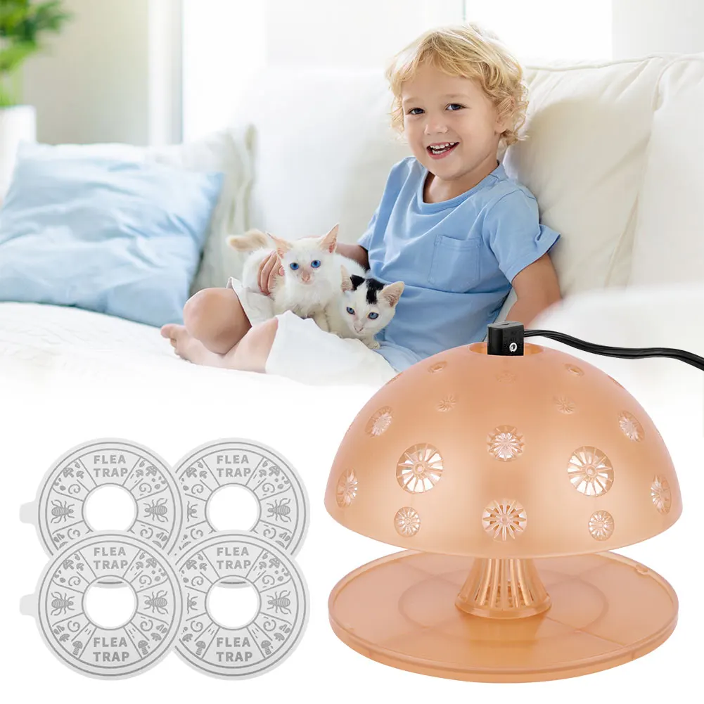 

2Pcs Flea Trap Sticky Flea Traps with Cable Insect Killer 360 Degree Attraction Plug In Flea Light Trap for Living Room Bedroom