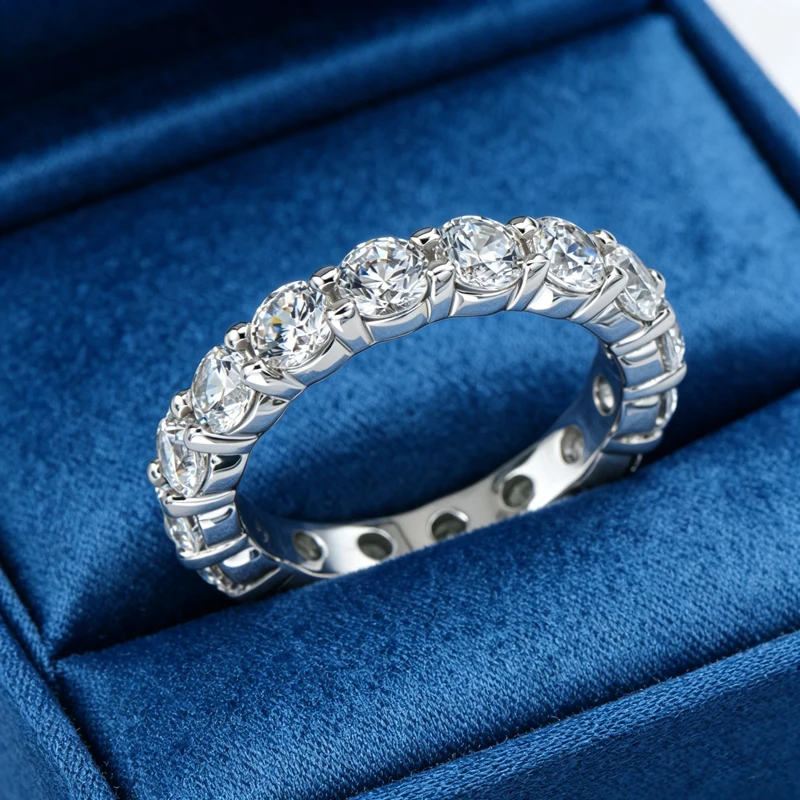 Rrjzz 4MM Voll-Moissanit Ehering für Frauen D-Farbe Laborgezüchteter Diamant Verlobungsring GRA Schmuck Geschenke – Detail 5