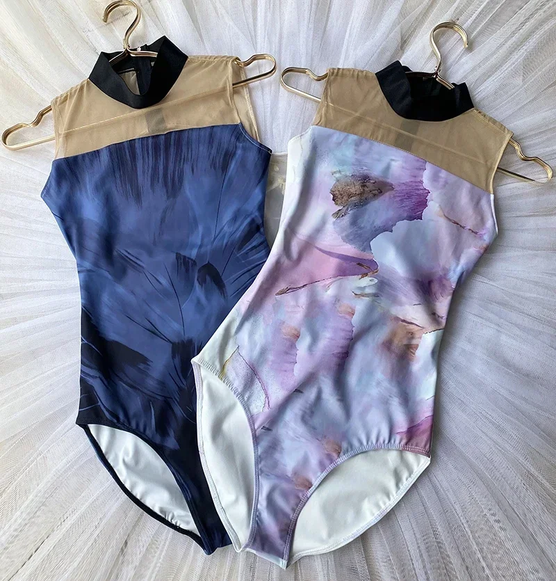 Daily Practice Ballet Dance Leotard Women White High Collar Ballet Gymnastics Dancing Clothes Lady's Advanced Ballet Leotard