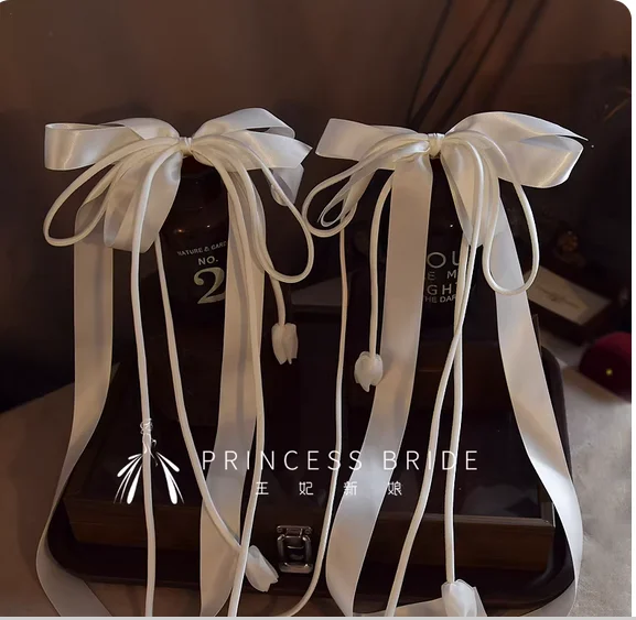 

Новый белый ручной сшитый бант-тюльпан, лента, верхний зажим, боковой зажим, местоположение, свадебное фото, украшения для головы