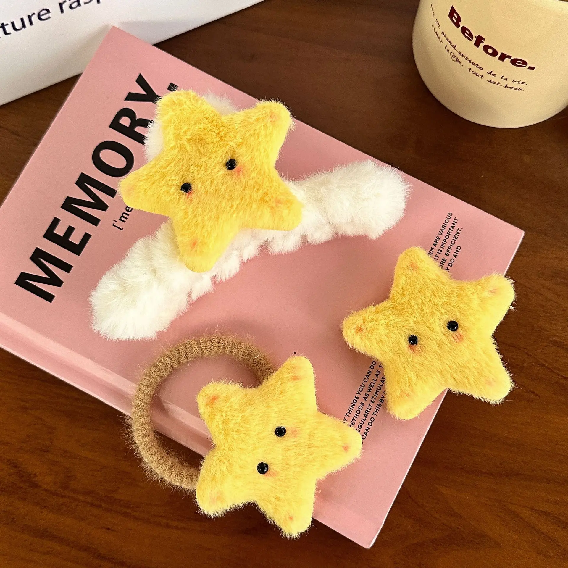 3pcs Star Hair Clip Kids  Metal Hair Clips Shark Barrettes Hairpins Fluffy Yellow Girls Hair Accessories Headwear Styling Tools