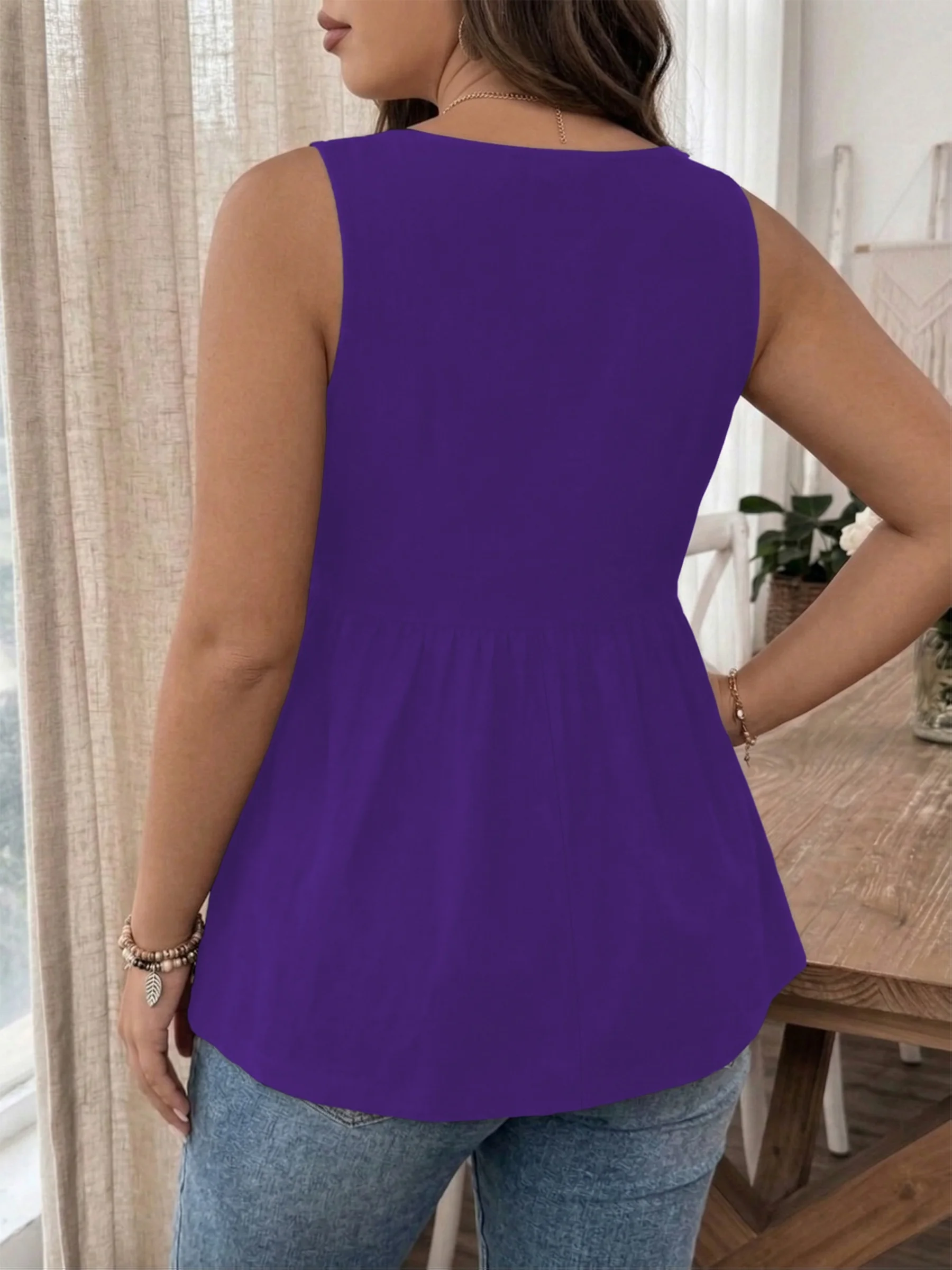 Stilvolles Plus-Size Damen-Tanktop mit Knopfdetails für mühelosen Mode-Look – Detail 20