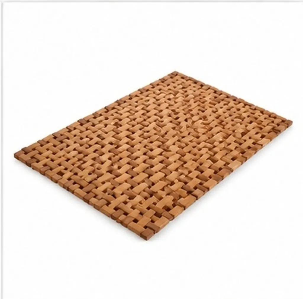Non Slip Bamboo Bath Mat Foldable Portable Bathroom Shower Floor Mat Sauna Spa Cushion Wood Texture Quick Drying Comfort