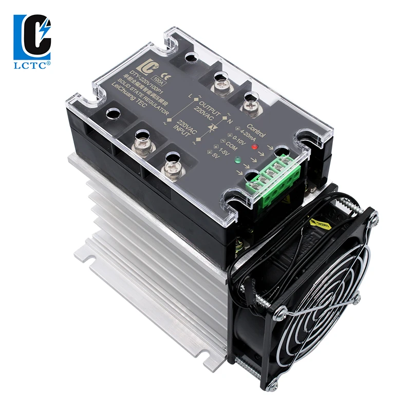 LCTC Voltage Regulator Relay With Heat Sink 220V 380V 100A 120A Single Phase Control Enhanced Isolation Module AC stabilizer