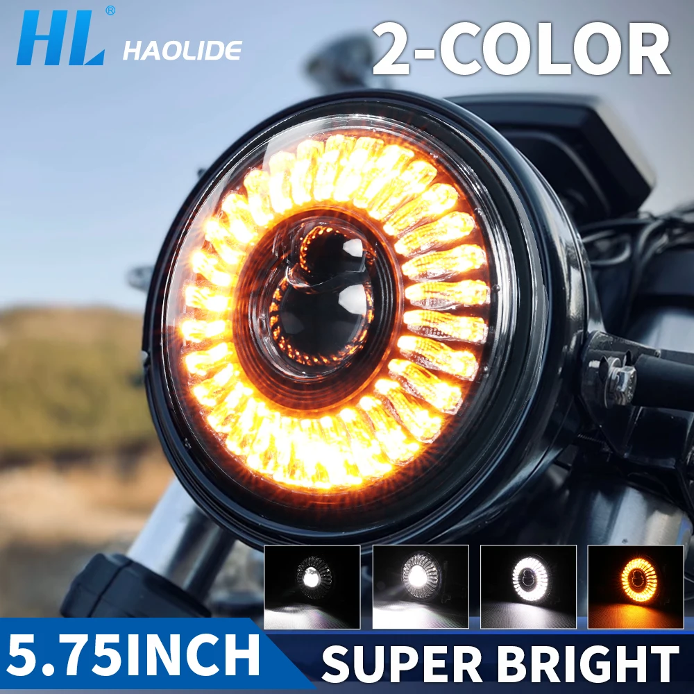 

HAOLIDE 1PC 5.75inch Round LED Headlight Motorcycle Light for Harley Davidson for Honda for Yamaha for Suzuki for Triumph 24V