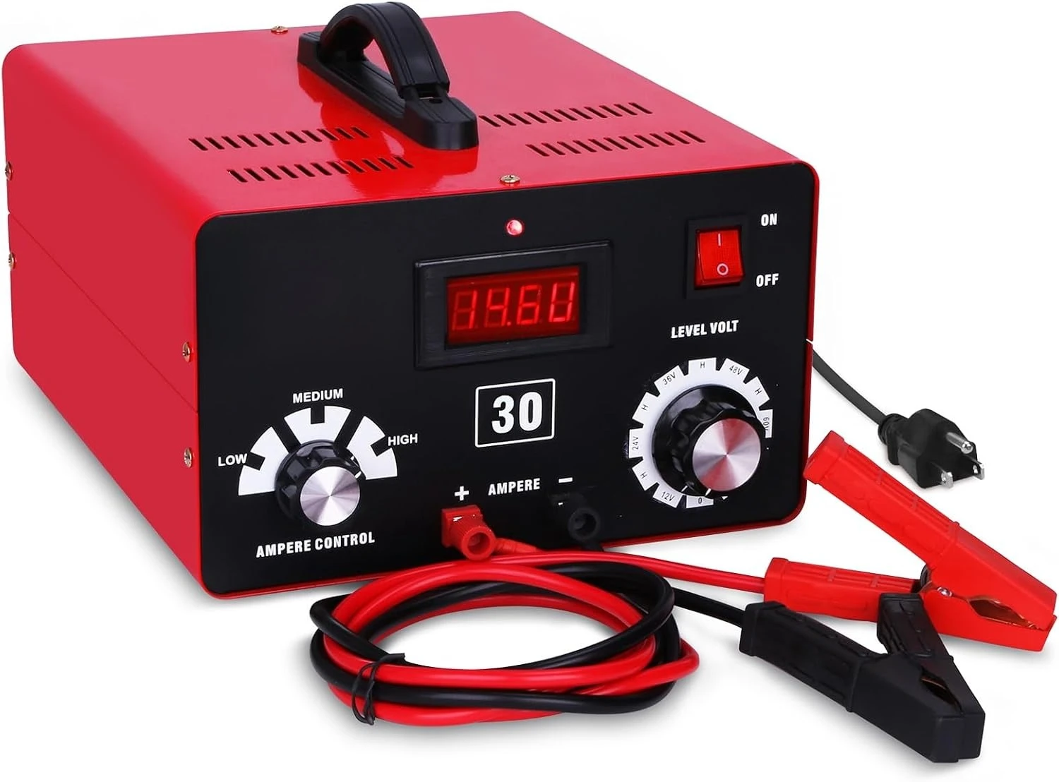 調整可能なバッテリー充電器 12V 24V 36V 48V 60V 72V スマート LCD ディスプレイ パルス修理脱硫器 ケーブルクランプ 自動車用 ·新品