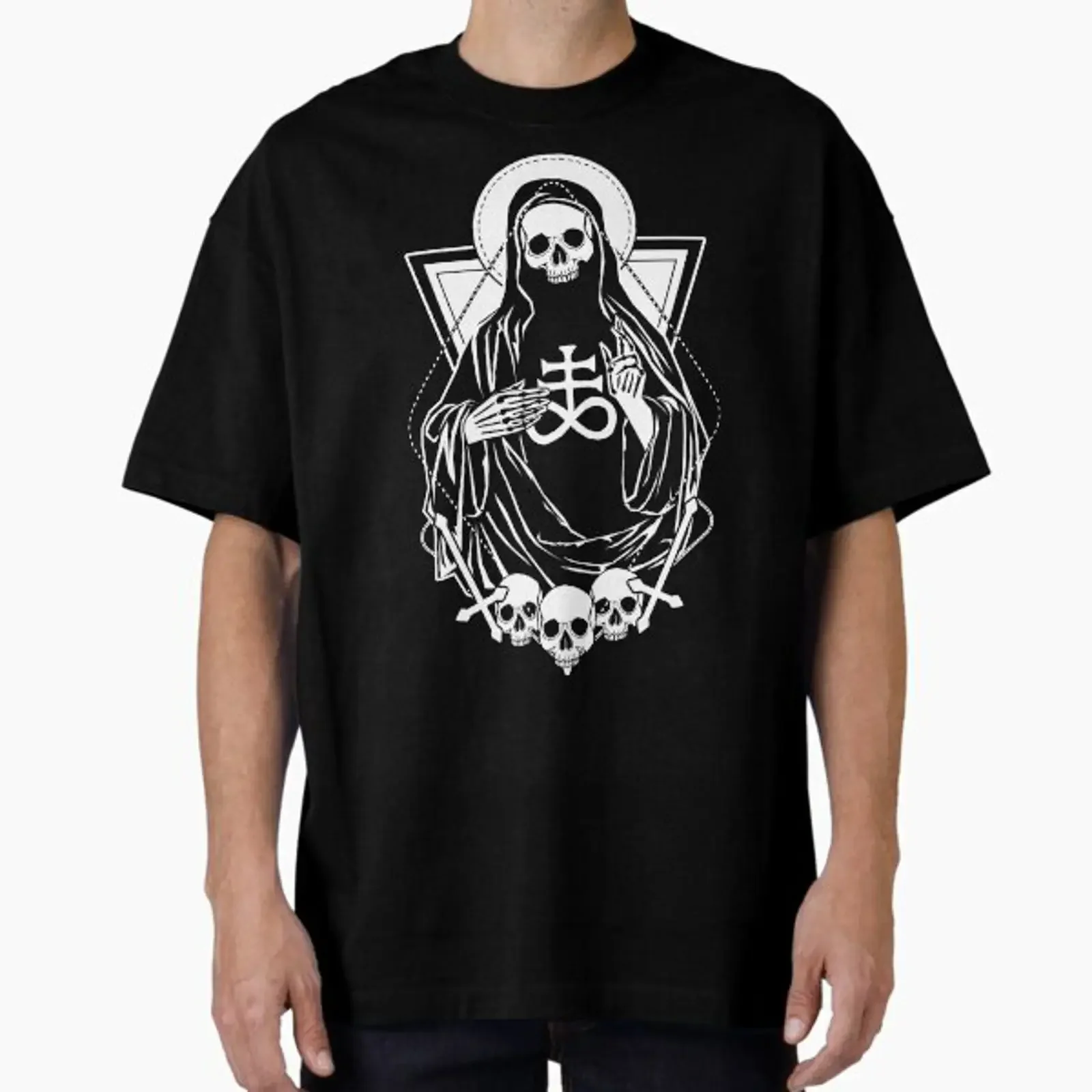Product preview of GRIM the macabre saint death designed and sold by vonKowen vintage Washed Versatile Casual fashion Unisex