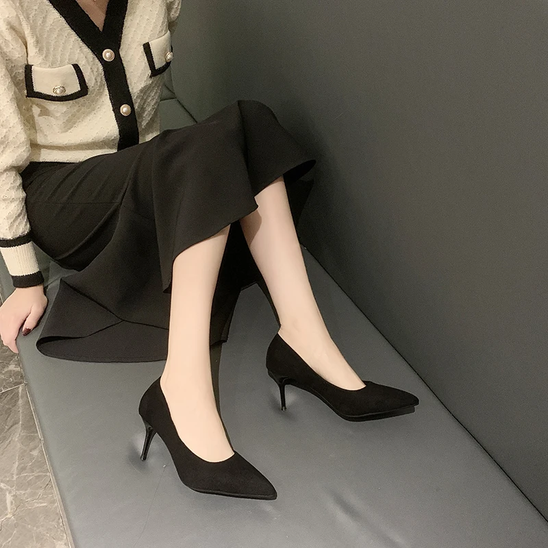 2024 Slip On PointedBlack Heels Sexy Crossdressers Shoes Outdoor Sandals Ladies Branded Pumps