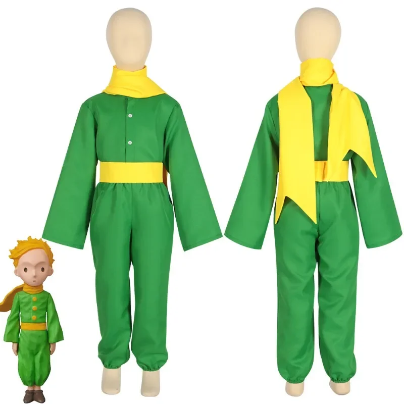 The Prince Cosplay Costume Anime Cartoon Movie green Cape Yellow scarf Gift for Children Friend Halloween Christmas full set