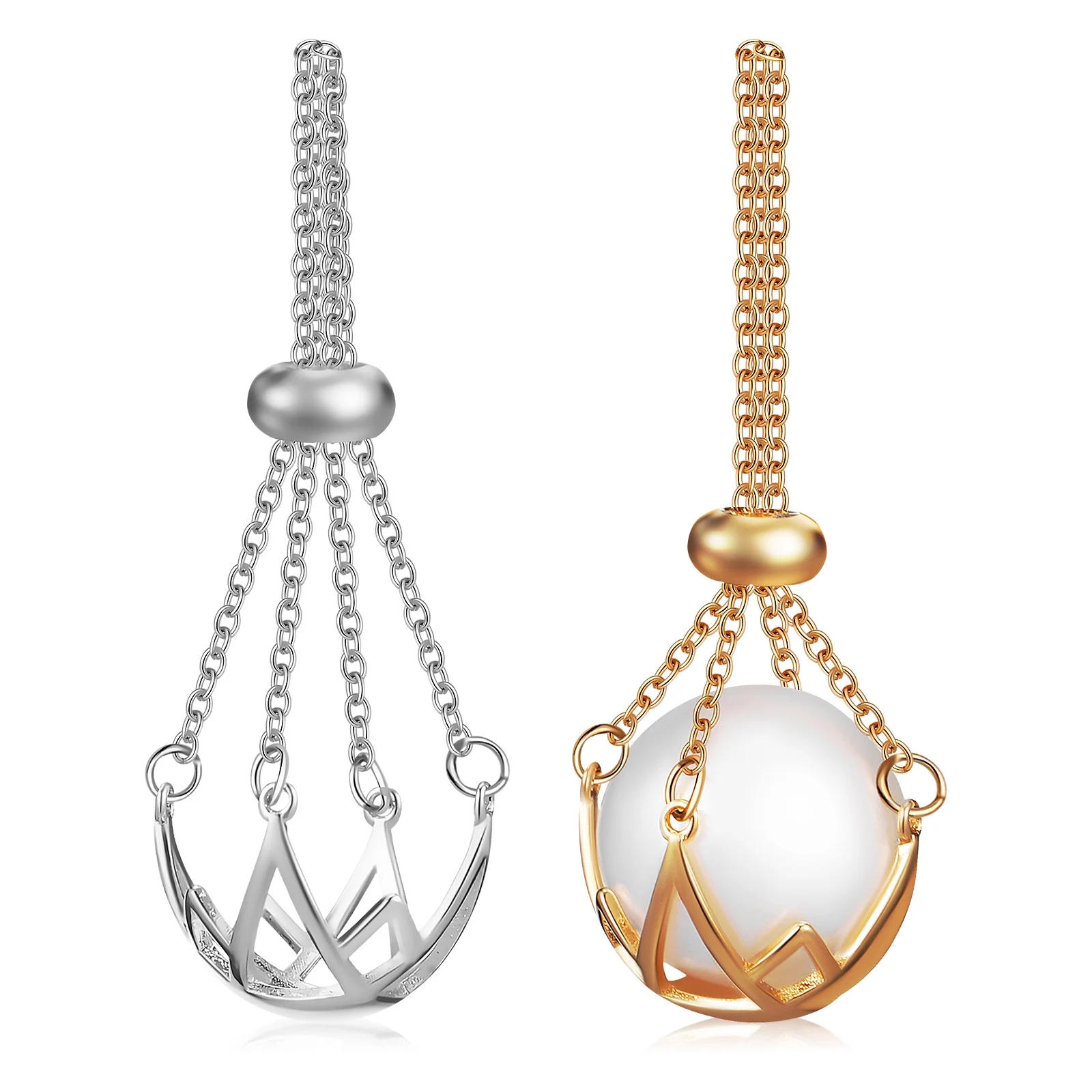 

2 pcs Crystal Necklace Holder Crystal Stone Holder Necklace Gold Hollow Design Pendant Jewelry Gold Silver Adjustable Necklaces