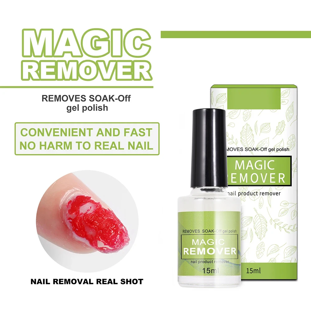 15ml profissional magia unha gel polonês removedor rápido eficaz explosão embeber-off gel polonês não-irritante removedor de esmalte gel