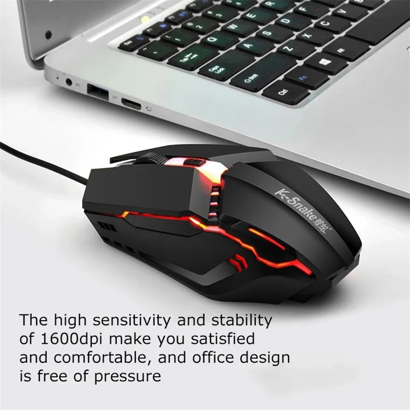 Viper 1600 DPI Mouse Desktop Notebook Universal M11 E-Sports USB Luminous Mouse K-Snaker Left And Right Hands For Laptop