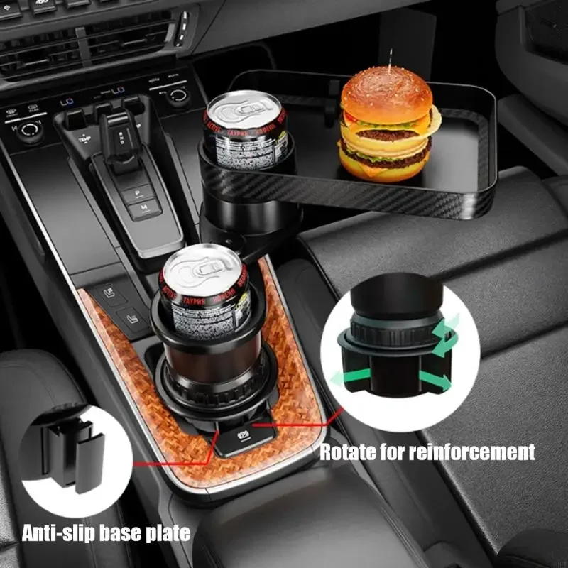 

2 in 1 Vehicle Drink Holder with Table Tray ABS For Car Interiors And Road Trip D7YA