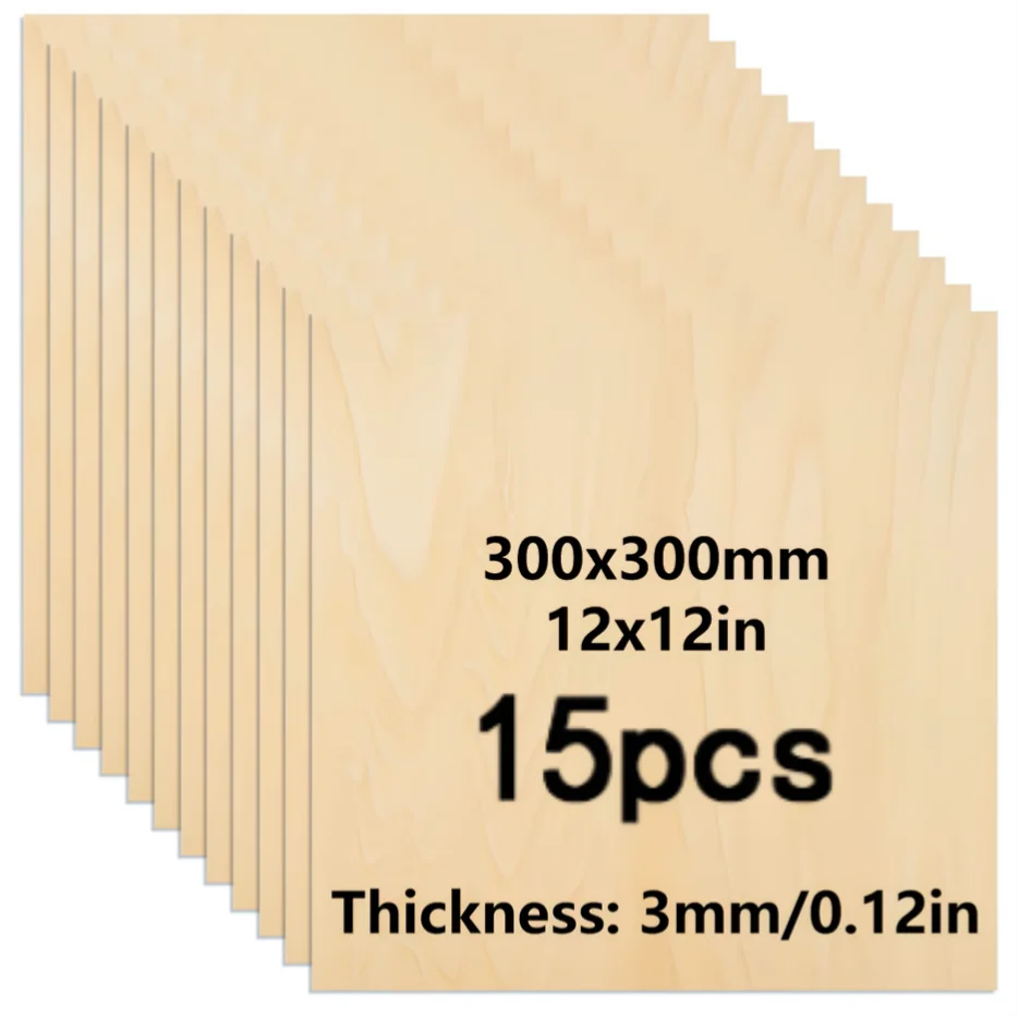 Dofiki 15/25/75/100 Stück 300x300x3mm Bassholz-Sperrholzplatten für Lasergravur, Laserschneiden, Malen