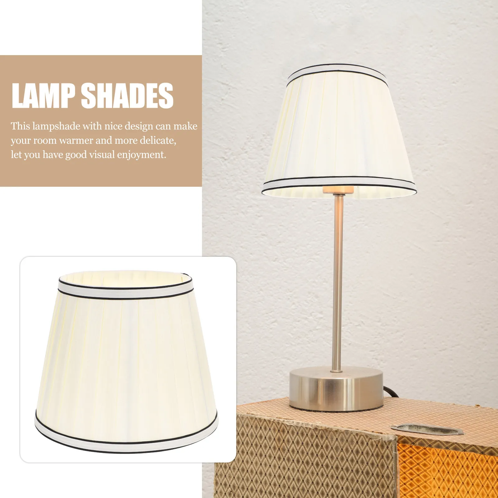 

Modern Fabric Lampshade for Table Desk Floor Light E27 Sturdy Structure Warm Lighting Effect Easy Install Replacement Shade