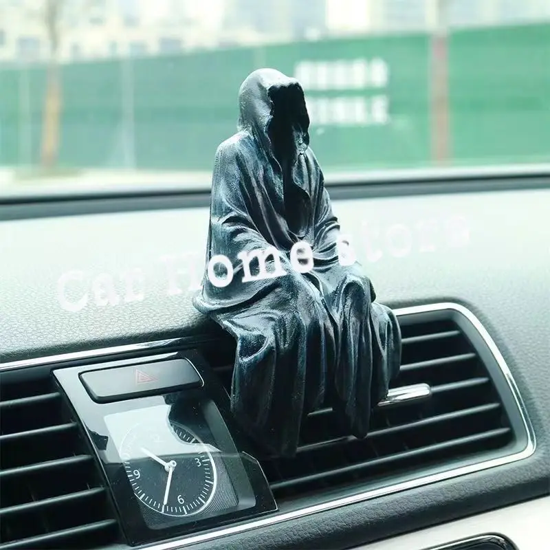 Car Roof Accessories Toy Doll Black Robe Gothic Sitting Position Mysterious Model Decorate Car Figures Car Tail Ornaments