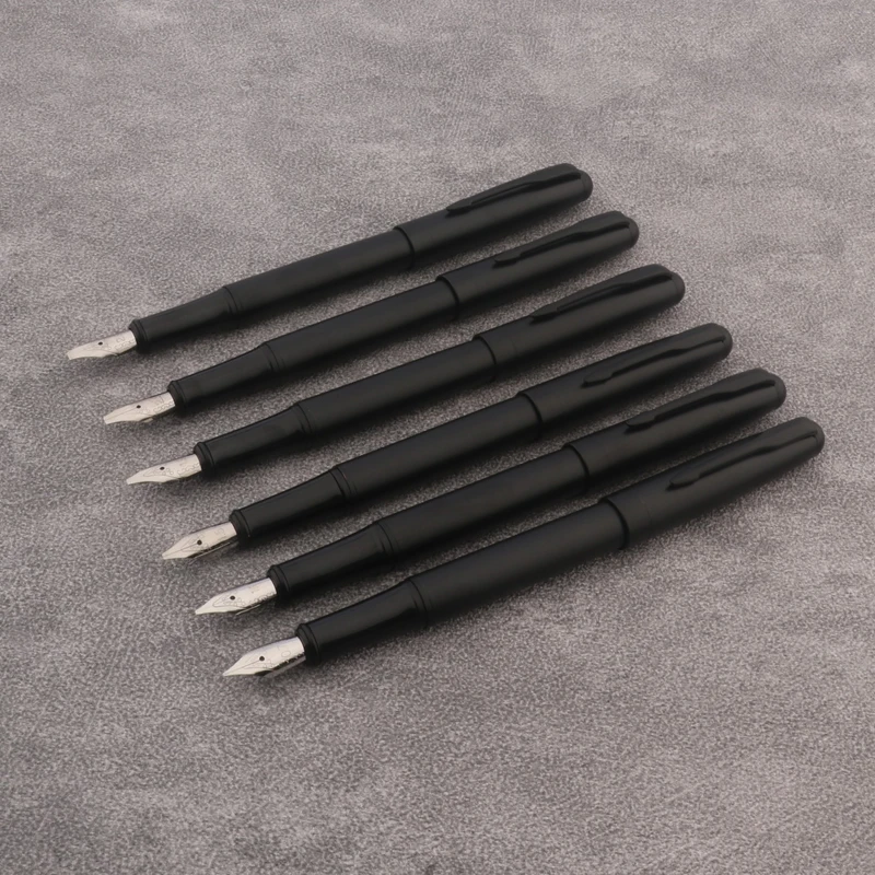 6pc Parallel Fountain Pen Frosted Black Ink Pen Gothic Arabic Italic 0.7/1.1/1.5/1.9/2.5/2.9mm Nib Office Supplies Pens