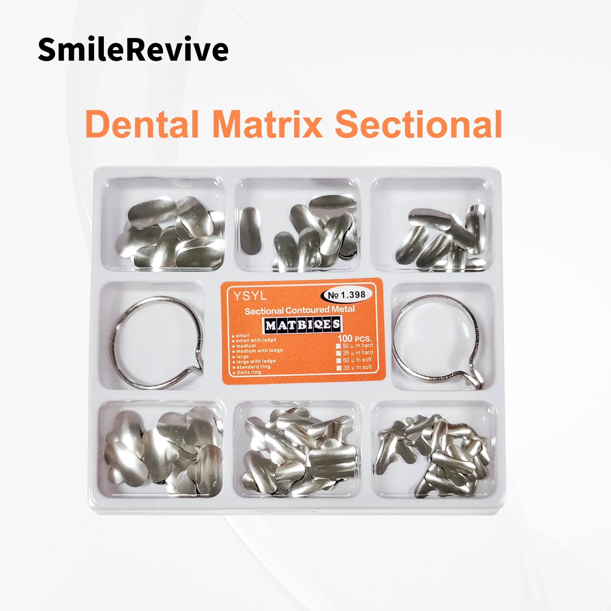

SmileRevive Dental Sectional Contoured Metal Matrices Matrix with Springclip Seperating Dentist Tools