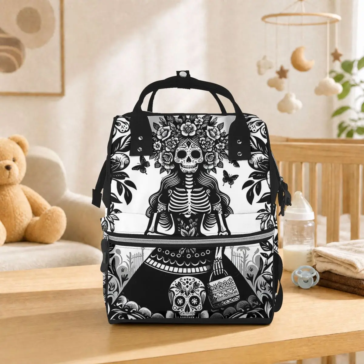Mexican Catrina Girl Day Of The Dead Sugar Skull Student Backpack School Bag Hiking Travel Daypack for Men Women Bookbag