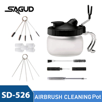 Airbrush Cleaning Kit Clean Pot Jar with Holder and Cleaning Brushes/Needles Double–Ended Brush AirBrush Protection Covers