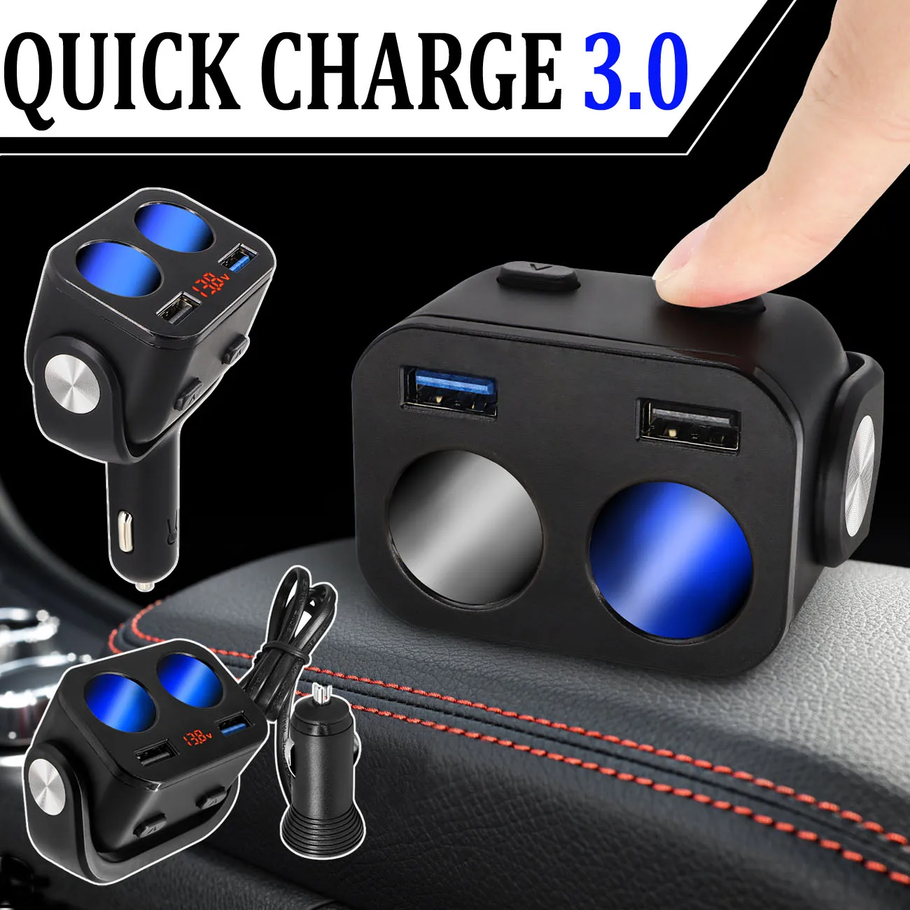 12V - 24V Car Cigarette Lighter Socket Splitter Plug LED Auto USB Charger Cigarete Adapter Power Plug Phone ipad DVR Accessories
