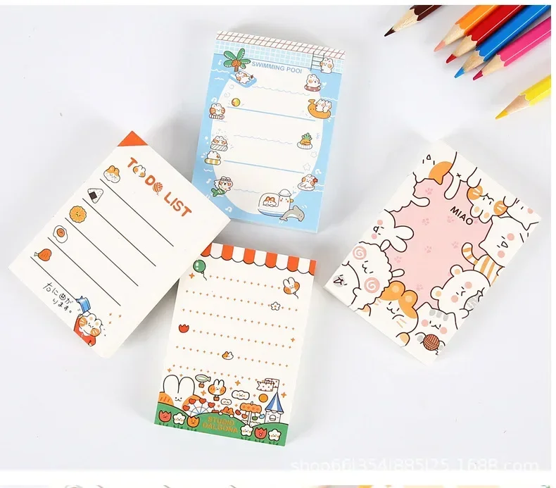 100pcs Cute Rabbit Little White Notebook Wholesale Creative Internet Celebrity Girl Heart Note Pad