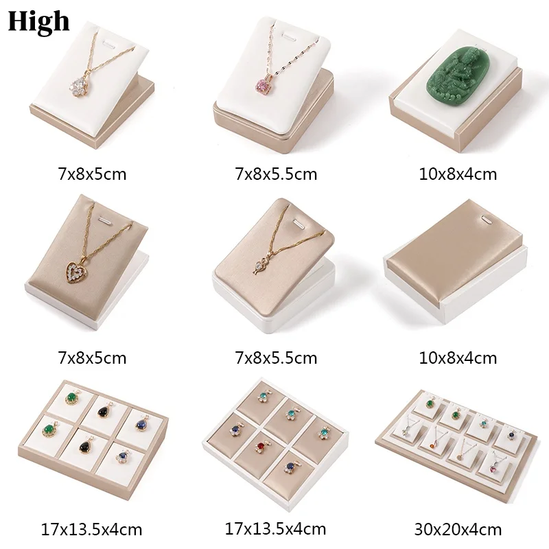 

Top Leather Pendant Necklace Display Holder Stand Hooks Storage Organizer Shelf Showcase Presenting Rack Tray for Shop Counter