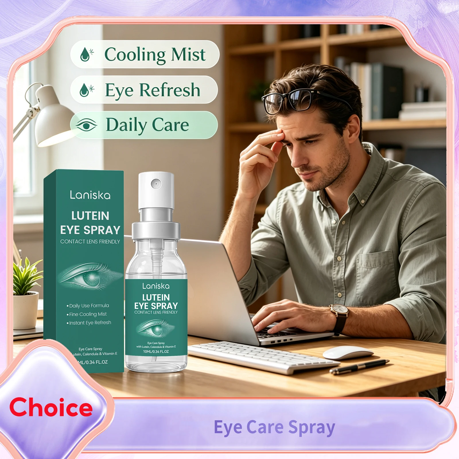 Eye Care Spray Moisturizes Dryness Relieve Fatigue Reduce Discomfort Eye Drops for Dry Eyes Lutein Calendula Extract Eyes Mist