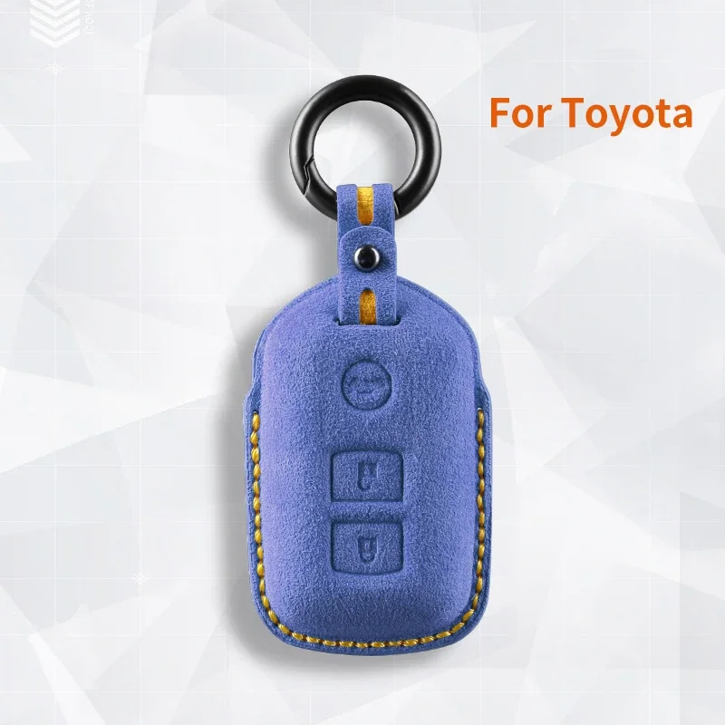 

Car Remote Key Case Cover Shell Keyring for Toyota Camry Yaris Prado RAV Vios Highlander 3 Buttons Suede Key Fob