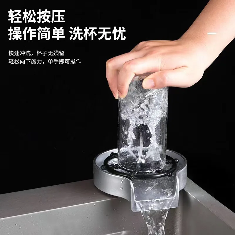Feiyu Waterfall stainless steel water integrated large single pull-out faucet kitchen water set under the counter vegetable basi