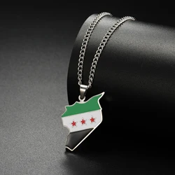 Cazador Free Syria Flag Map Pendant Necklace Stainless SteelGold Color New Syrian Necklaces for Women Men Jewelry Wholesale