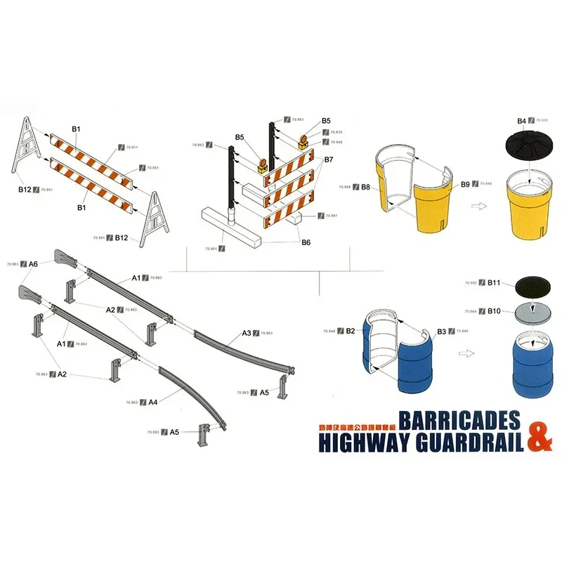 Meng 1/35 brinquedos diy SPS-013 cenário modelo acessórios barricadas & guarda-corpo rodoviário montagem escala modelo kit