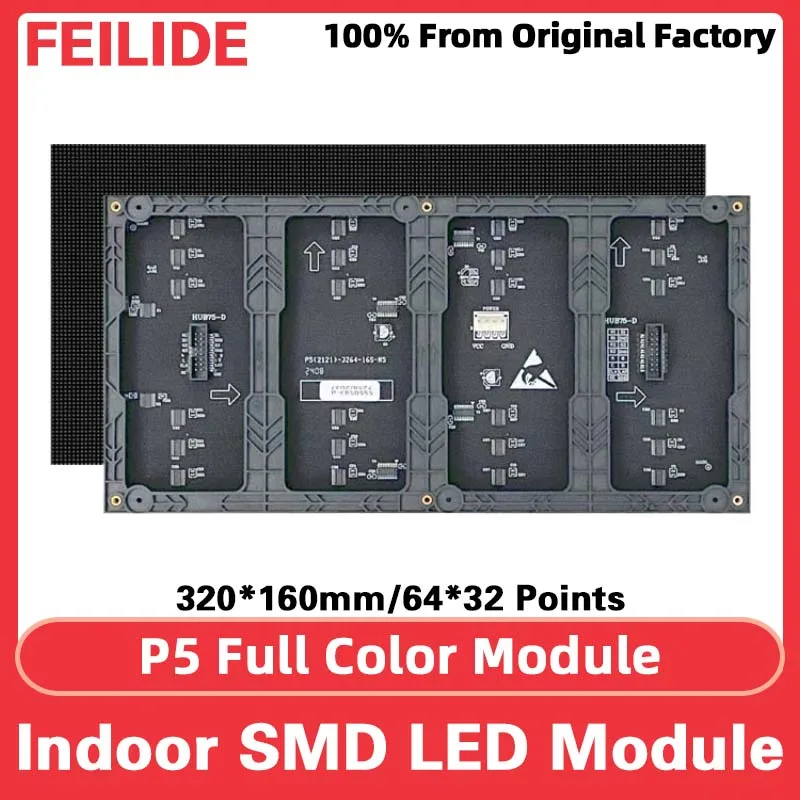 P5 SMD Full Color LED Display Screen RGB HUB75 Module LED Digital Sign Indoor LED Video Wall large Screen Unit Board 320*160mm