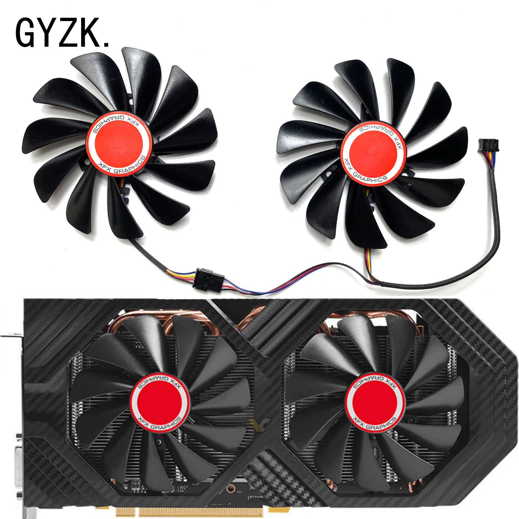 Nowość dla XFX Radeon RX580 588 590 GME 8 GB czarny wilk czarny wilk wersja wymiana karty graficznej wentylator CF1010U12S