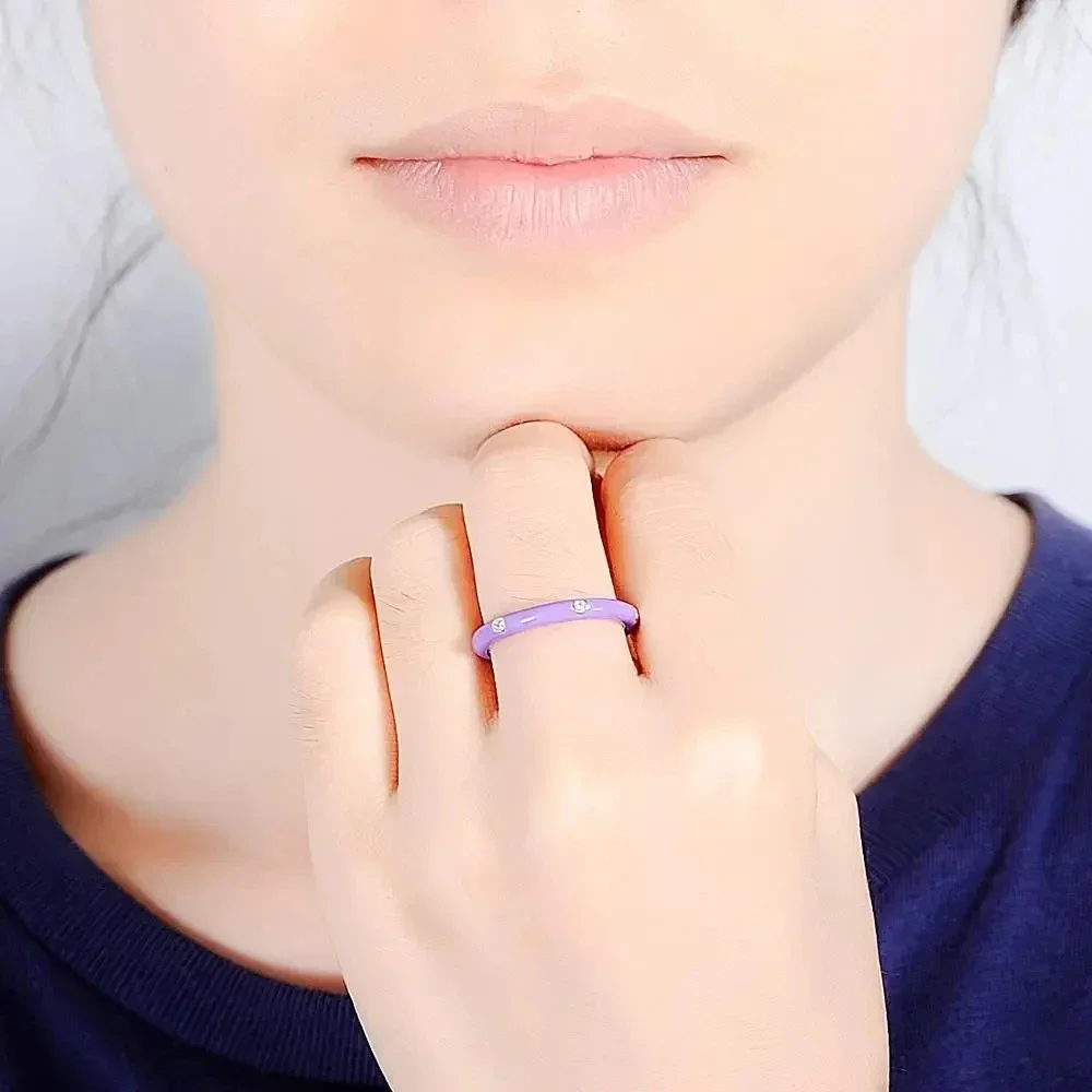 Women's Luxury Dragon Circle Ring with CZ Enamel High Grade Fashion Jewelry Dazzling Colorful Simple Design for Wholesale