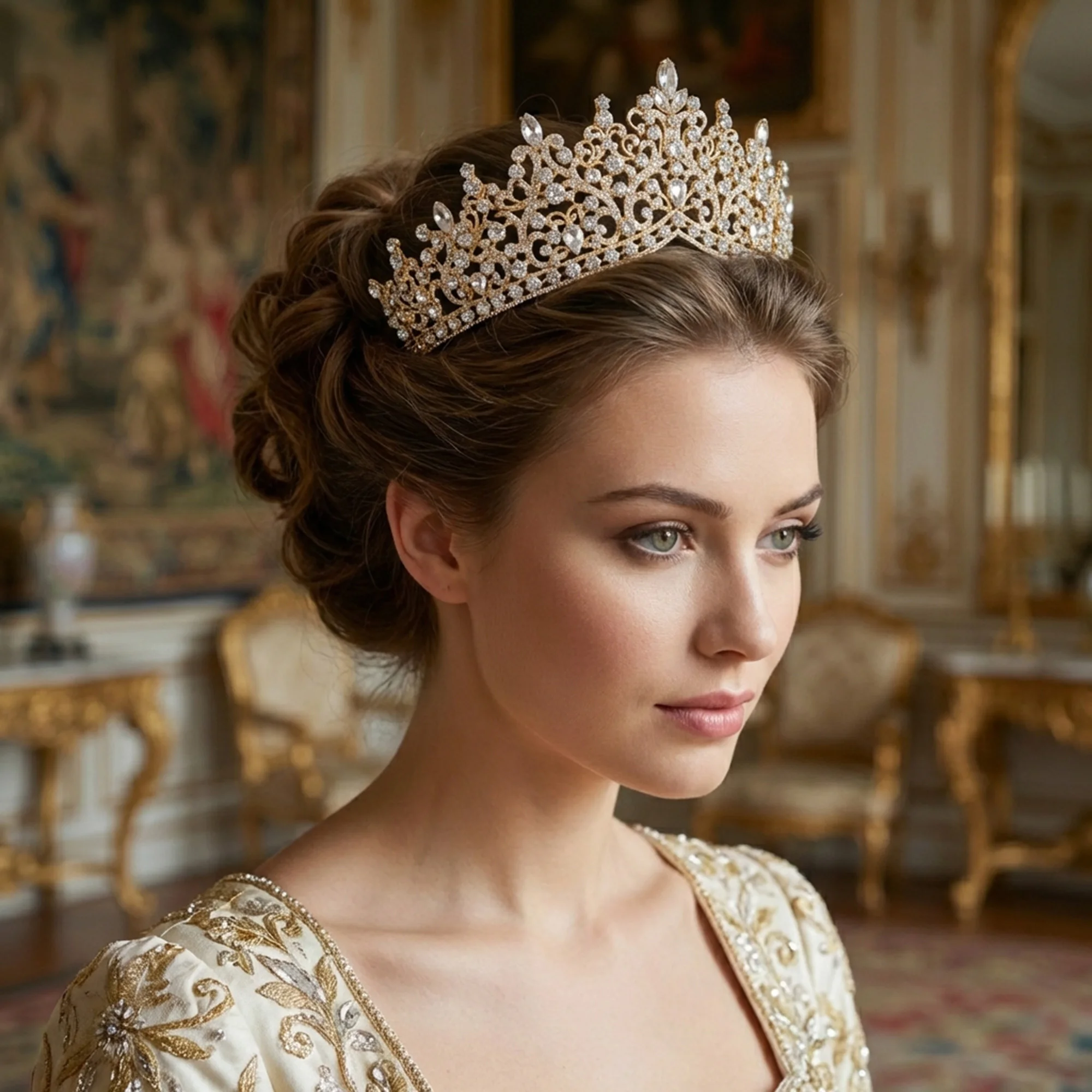 Miallo Baroque Vintage Princess Queen Bridal Crown Headwear Crystal Tiara For Women Wedding Crown Hair Dress Accessories Jewelry