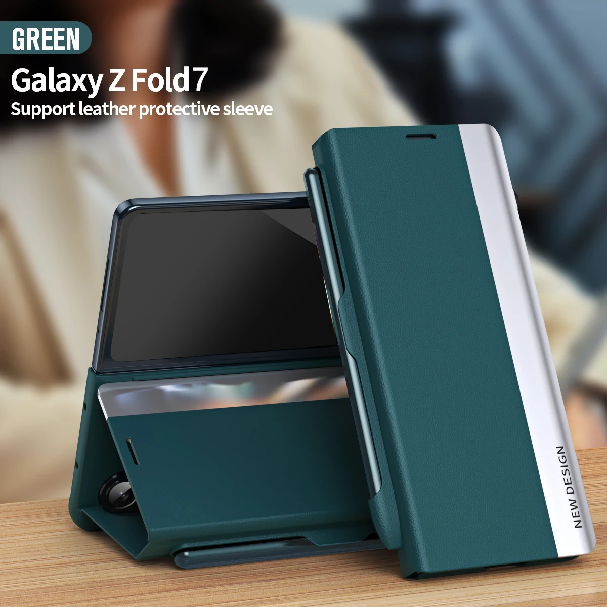 

Busniess Luxury Phone Full Protective Case for Samsung Galaxy Z Fold 7 with S Pen Slot, PU Leather Stand Phone Shockproof Cover