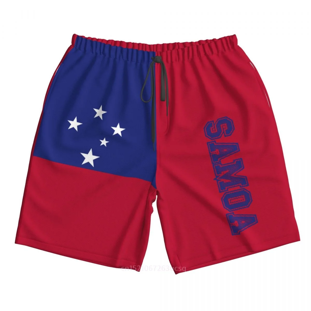 2023 Summer Polyester Samoa Country Flag 3D Printed Men's Board Shorts Beach Pocket Running Summer Pants