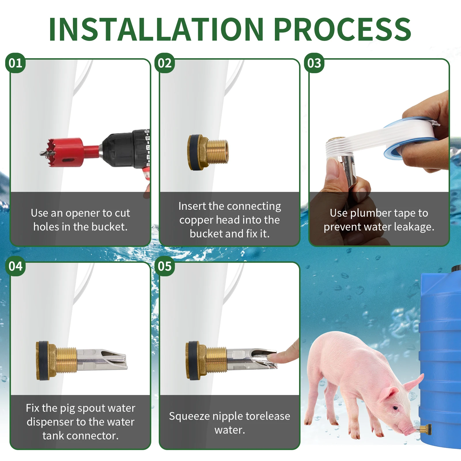 5 قطعة الحلمة الخنزير التلقائي شرب صنبور الحيوانات خنزير صغير أداة الشرب سقي المغذية معدات المزرعة أدوات الفولاذ المقاوم للصدأ