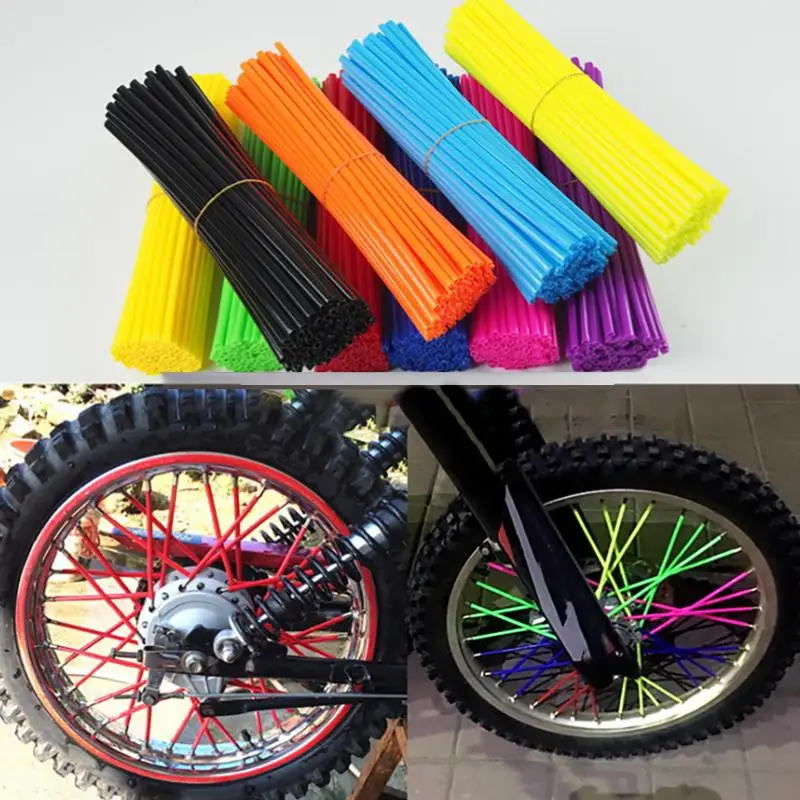 36/72Pcs Bicycle Wheel Spoked Protector Wraps Wheel Rim Spoke Wrap Kit For Motorcycle Bike Color Rims Skin Trim Covers Pipe