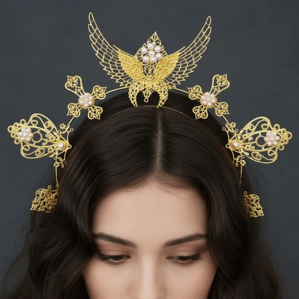 Gift Gothic Glory Sun Crown Lolita Black Color Spiked Headpiece Baroque Style Cross Renaissance Cosplay Headband Birthday Party