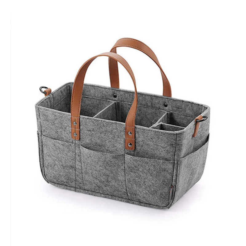 Automobiles Baby Felt Storage Nursery Organizer Basket Infant Diaper Bag with Handle Caddy Changing Nappy Kids Storage Carrier