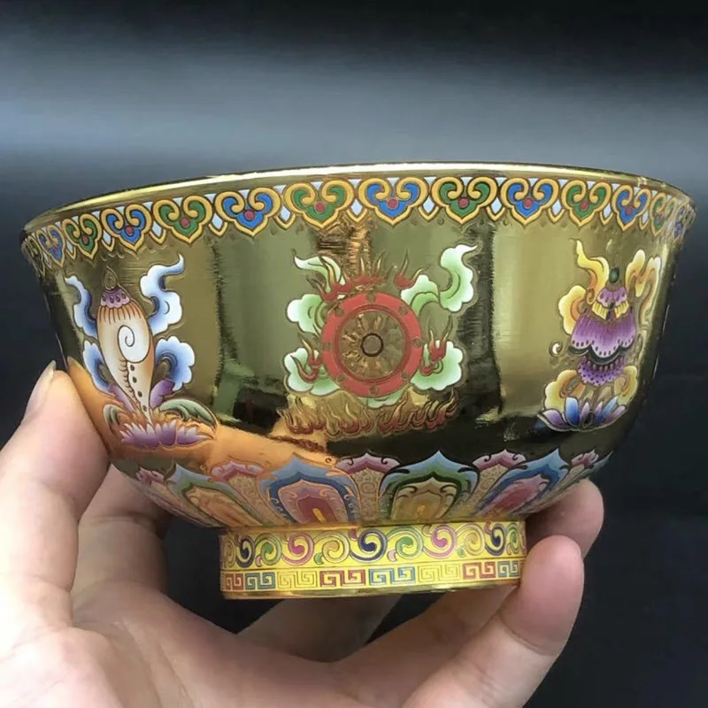 , new style painted eight treasures bowl, ornaments, copper crafts