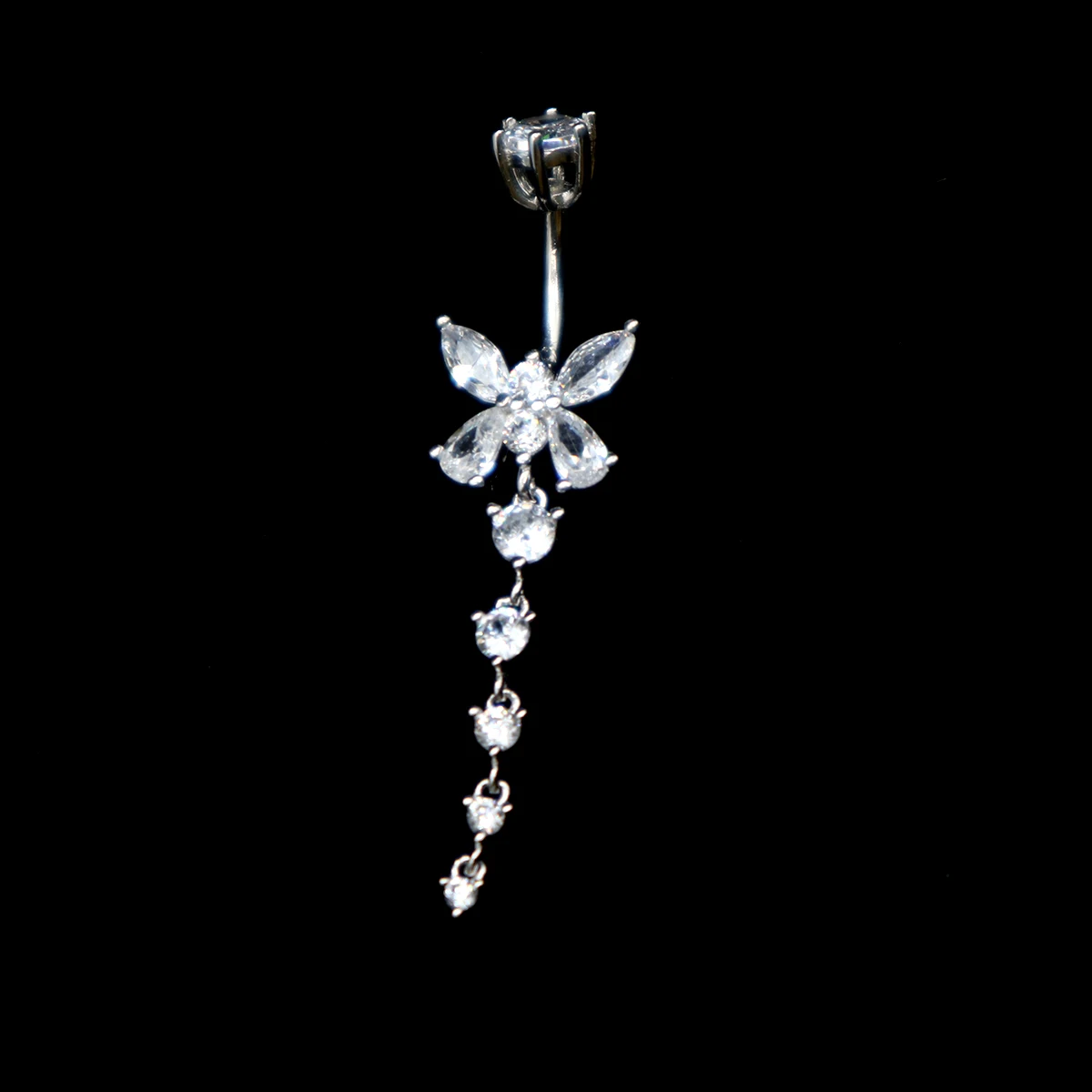 Piercing papillon en argent Sterling 925, anneaux de nombril, bouton de ventre, décorations longues en Zircon, Dangle de 1.5 MM d'épaisseur