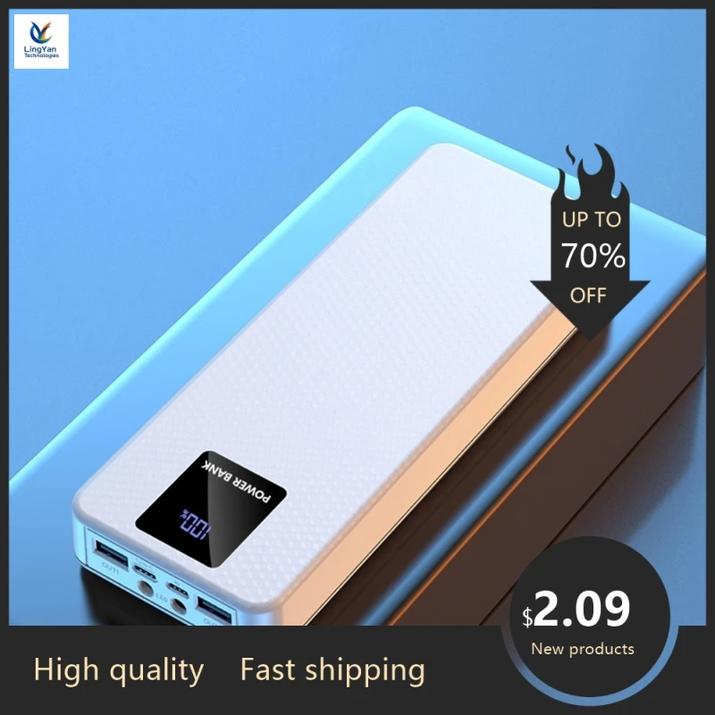 Верхний портативный чехол-банк питания емкостью 8 x 18650, 20000 мАч, 22,5 Вт, быстрая зарядка, 4 встроенных кабеля, требуется беспроводная зарядка типа C PD