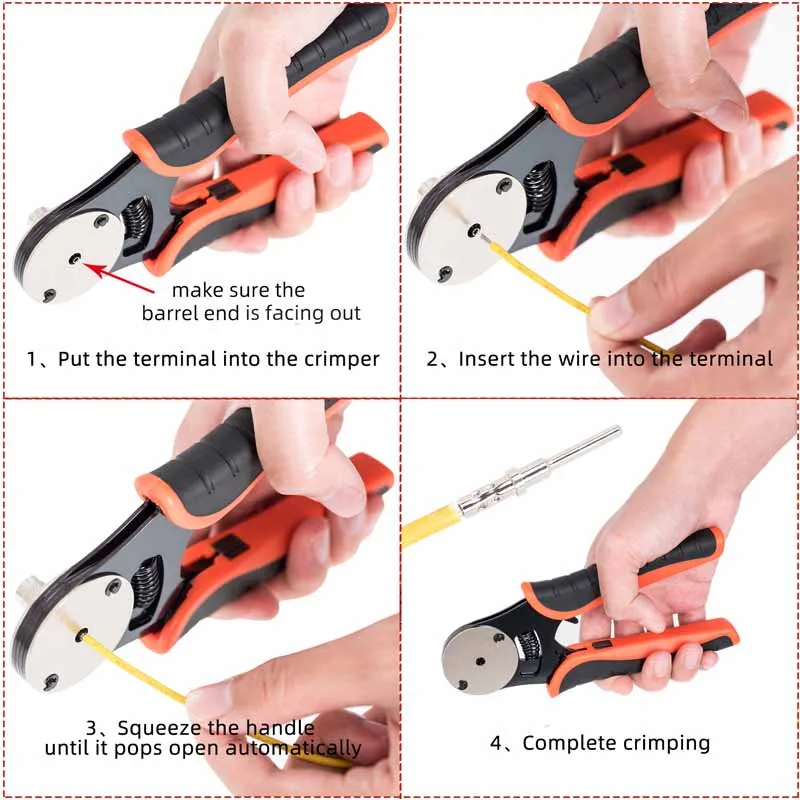 Winholder Deutsch Electrical Repair Crimping Tool - 4 Way Indent 14 16 18 AWG Cables for D-Sub Contacts Connectors Terminals