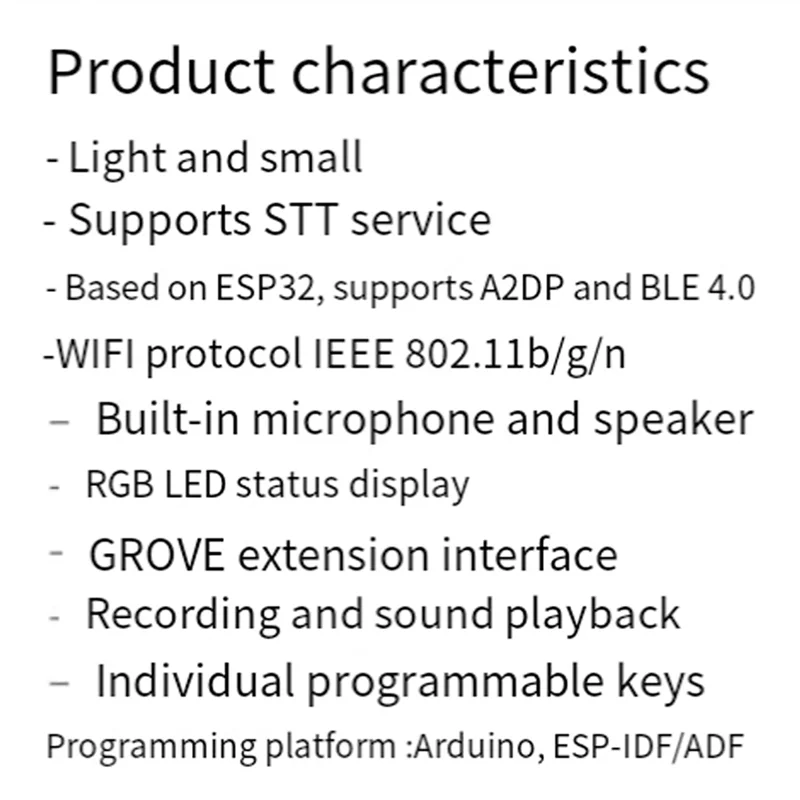PHILE-pour haut-parleur intelligent Programmable Atom Echo avec Esp32 intégré Bluetooth Wifi Kit de développement de l'internet des objets