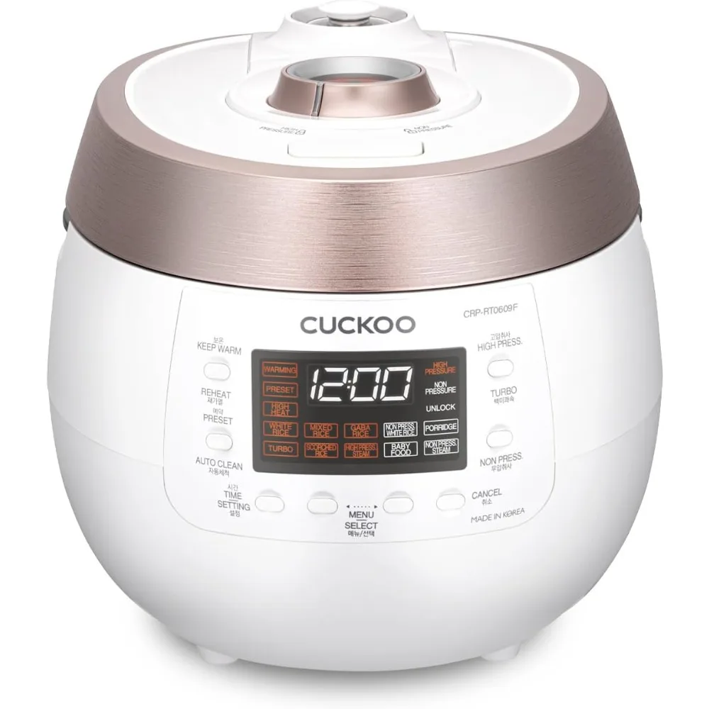 

6-Cup (Uncooked) Twin Pressure Rice Cooker & Warmer with Nonstick Inner Pot, 14 Menu Options, Safe Steam Release, White