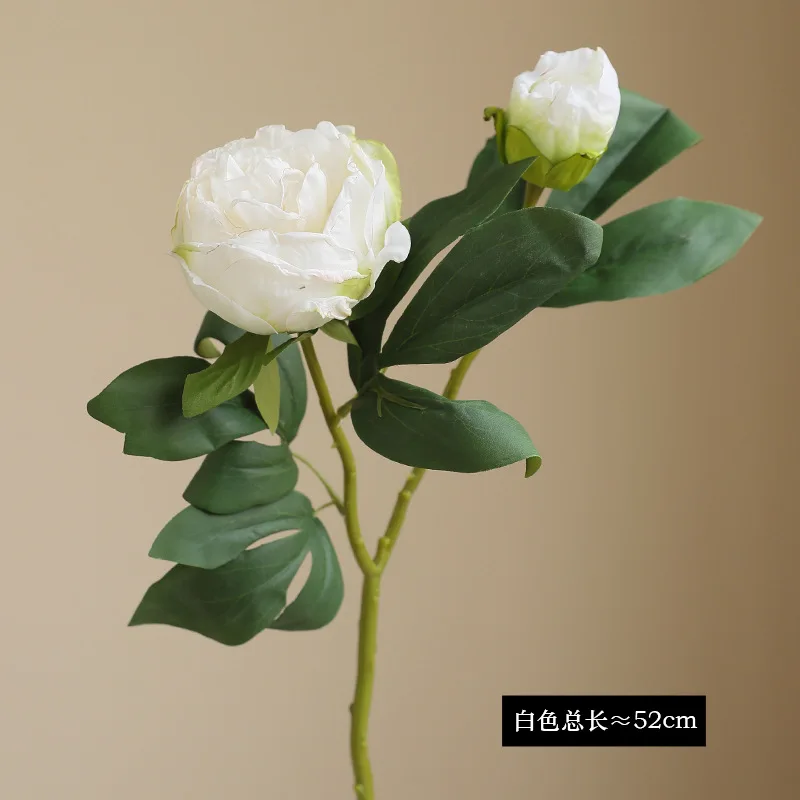 51cm Large Silk Peony Artificial Flowers Burnt Edges Simulation Peony Rose Fake Flowers Bouquet Wedding Party Home Decoration